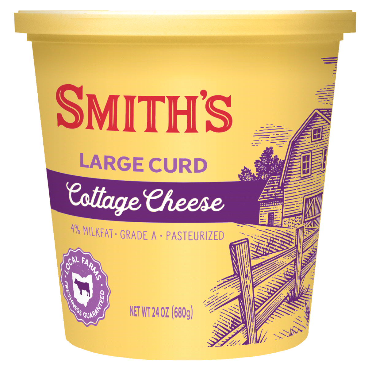 slide 1 of 1, Smith's Large Curd Cottage Cheese, 24 oz