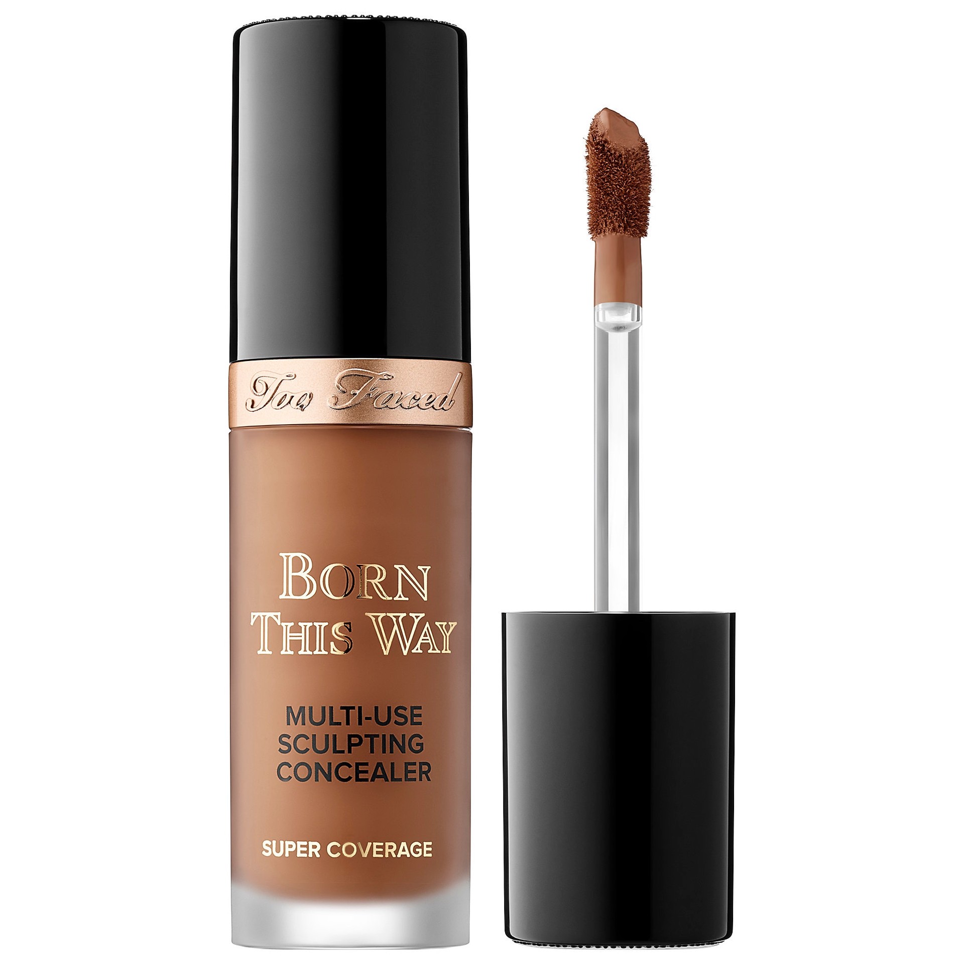 slide 1 of 13, Too Faced Born This Way Super Coverage Multi-Use Concealer with Hyaluronic Acid Cocoa,