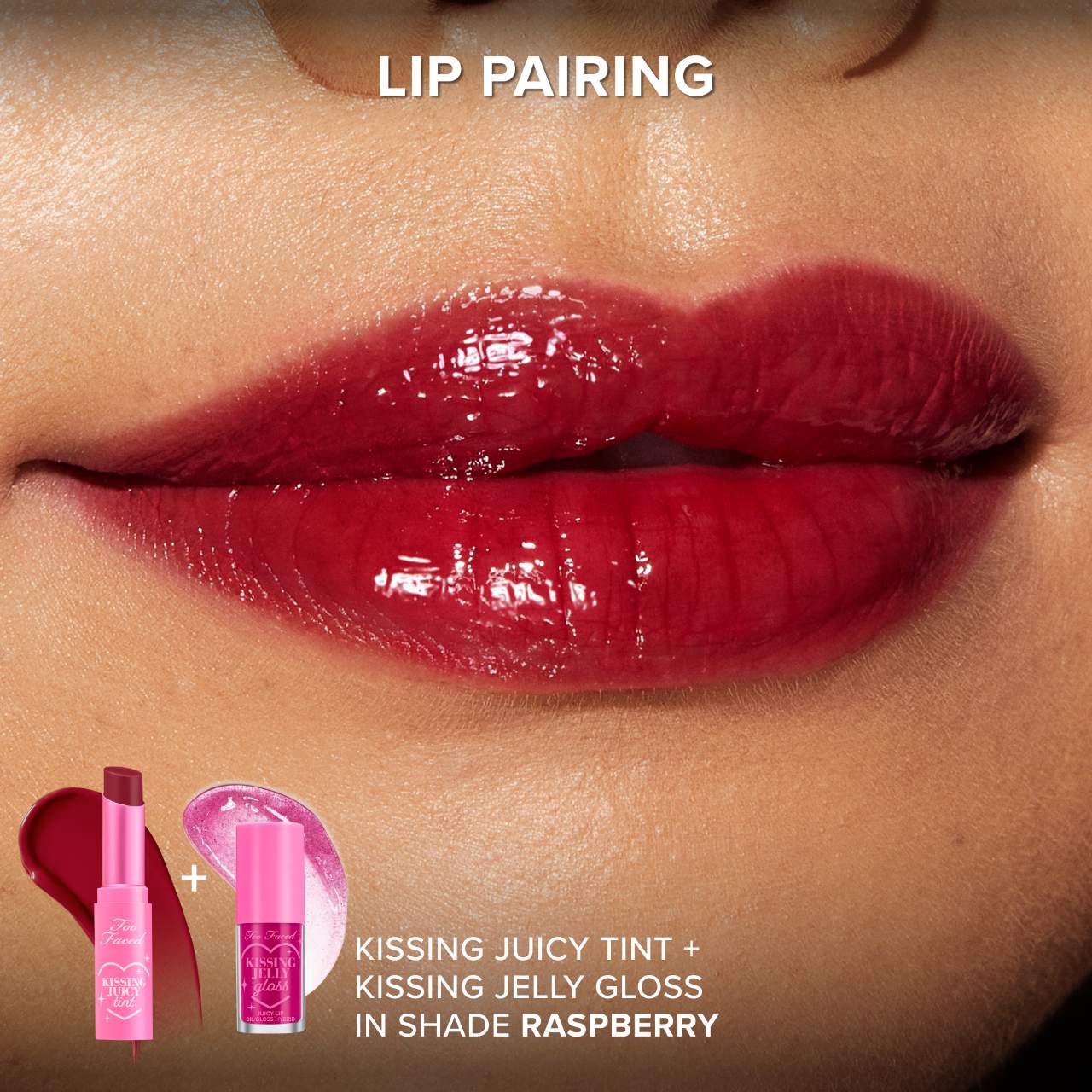 slide 9 of 9, Too Faced Kissing Juicy Tint Lip Balm Raspberry,