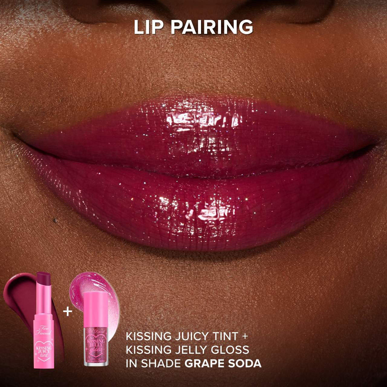 slide 2 of 9, Too Faced Kissing Juicy Tint Lip Balm Grape Soda,