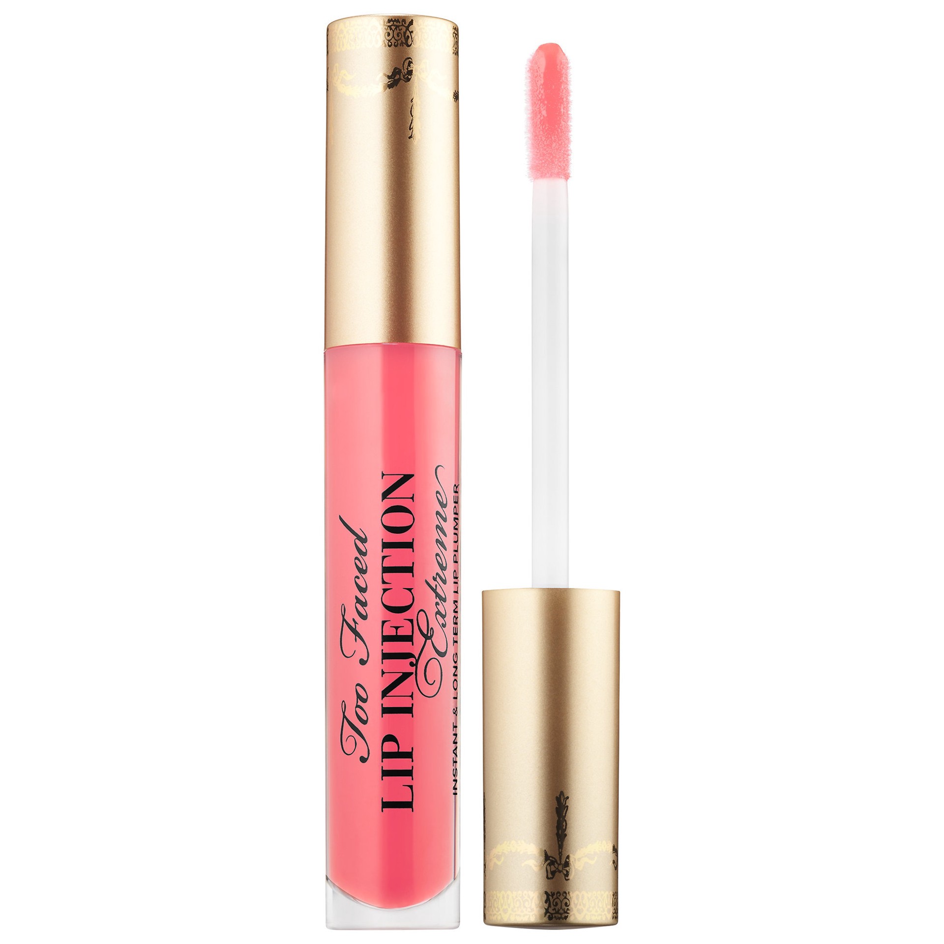 slide 1 of 9, Too Faced Lip Injection Extreme Hydrating Lip Plumper Bubblegum Yum, 0.14 oz/ 4 gram