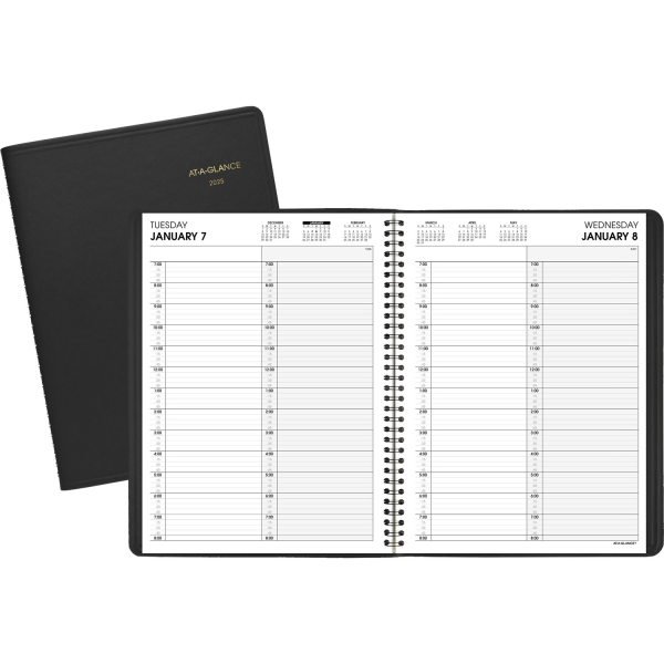 slide 3 of 3, 2025 At-A-Glance 2-Person Daily Appointment Book, 8"" X 11"", Black, January To December, 7022205, 1 ct