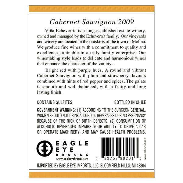 slide 5 of 5, Echeverria Cabernet Sauvignon Reserva, 1 ct