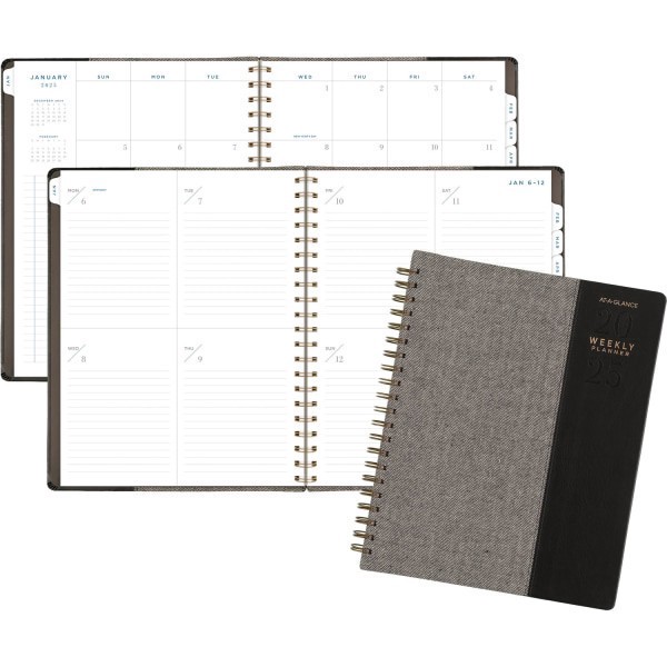 slide 3 of 4, 2025-2026 At-A-Glance Signature Collection Weekly/Monthly Planner, 8-1/2"" X 11"", Black, January To January, Yp90505, 1 ct