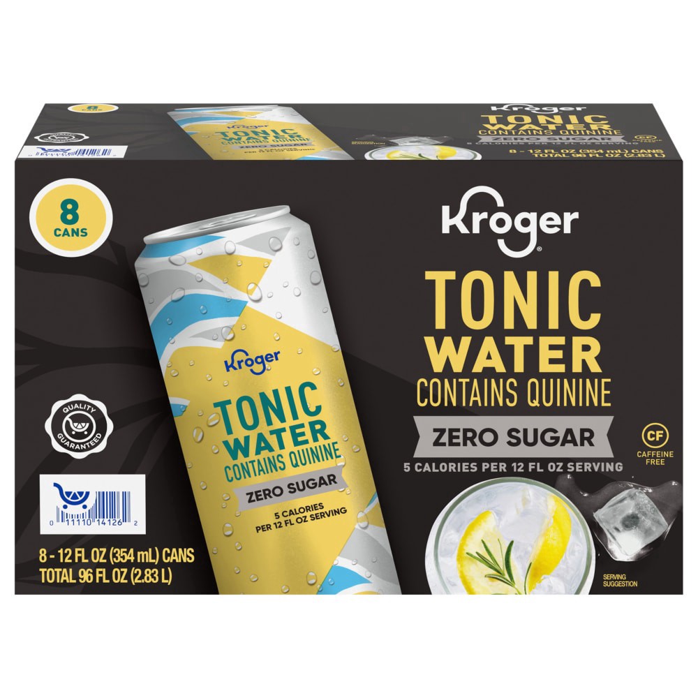 slide 1 of 4, Kroger® Zero Sugar Tonic Water with Quinine - 8 ct; 12 fl oz, 8 ct; 12 fl oz