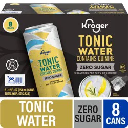 Kroger® Zero Sugar Tonic Water with Quinine - 8 ct; 12 fl oz