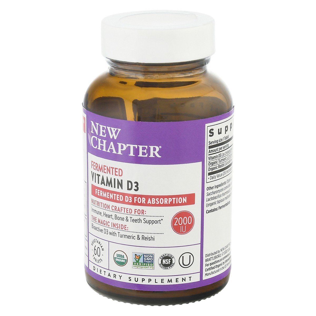 slide 3 of 9, New Chapter 2000 IU Vitamin D3 Vegetarian Tablets 60 ea Bottle, 60 ct