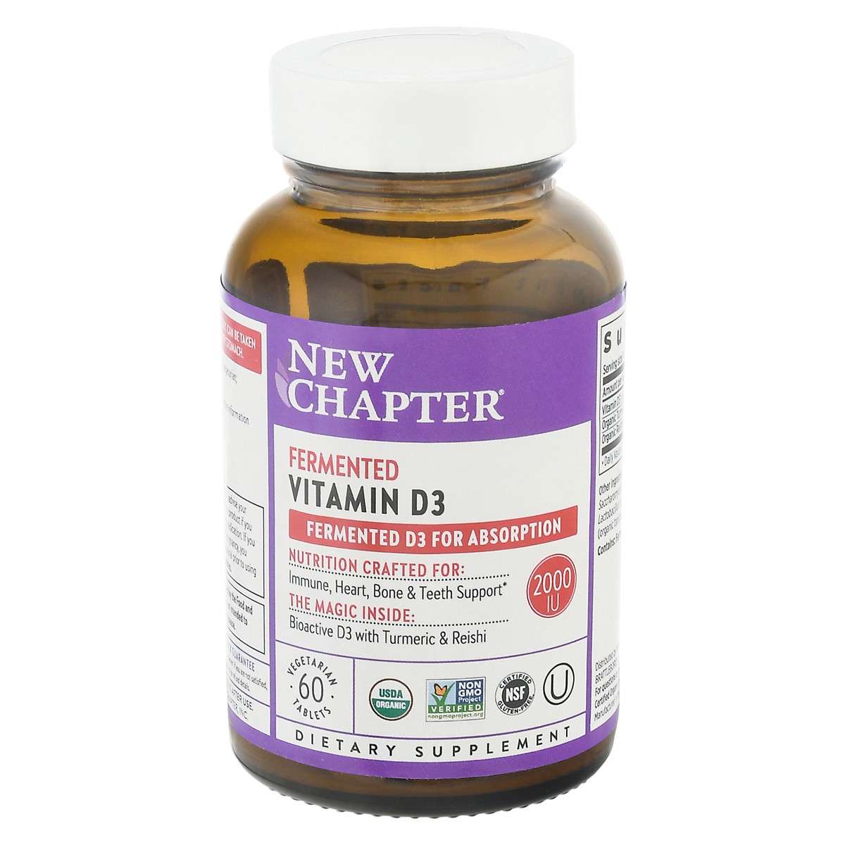 slide 1 of 9, New Chapter 2000 IU Vitamin D3 Vegetarian Tablets 60 ea Bottle, 60 ct