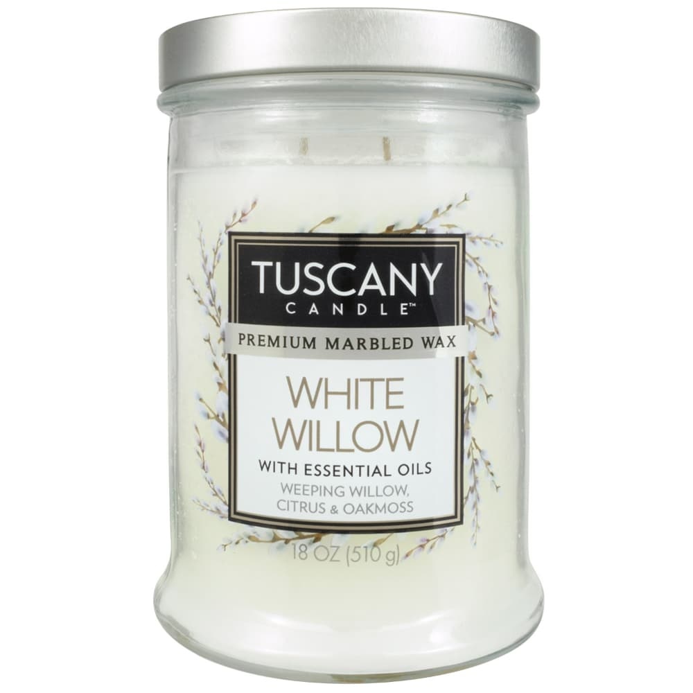 slide 1 of 1, Tuscany White Willow Premium Marbled Wax Candle - White, 18 oz