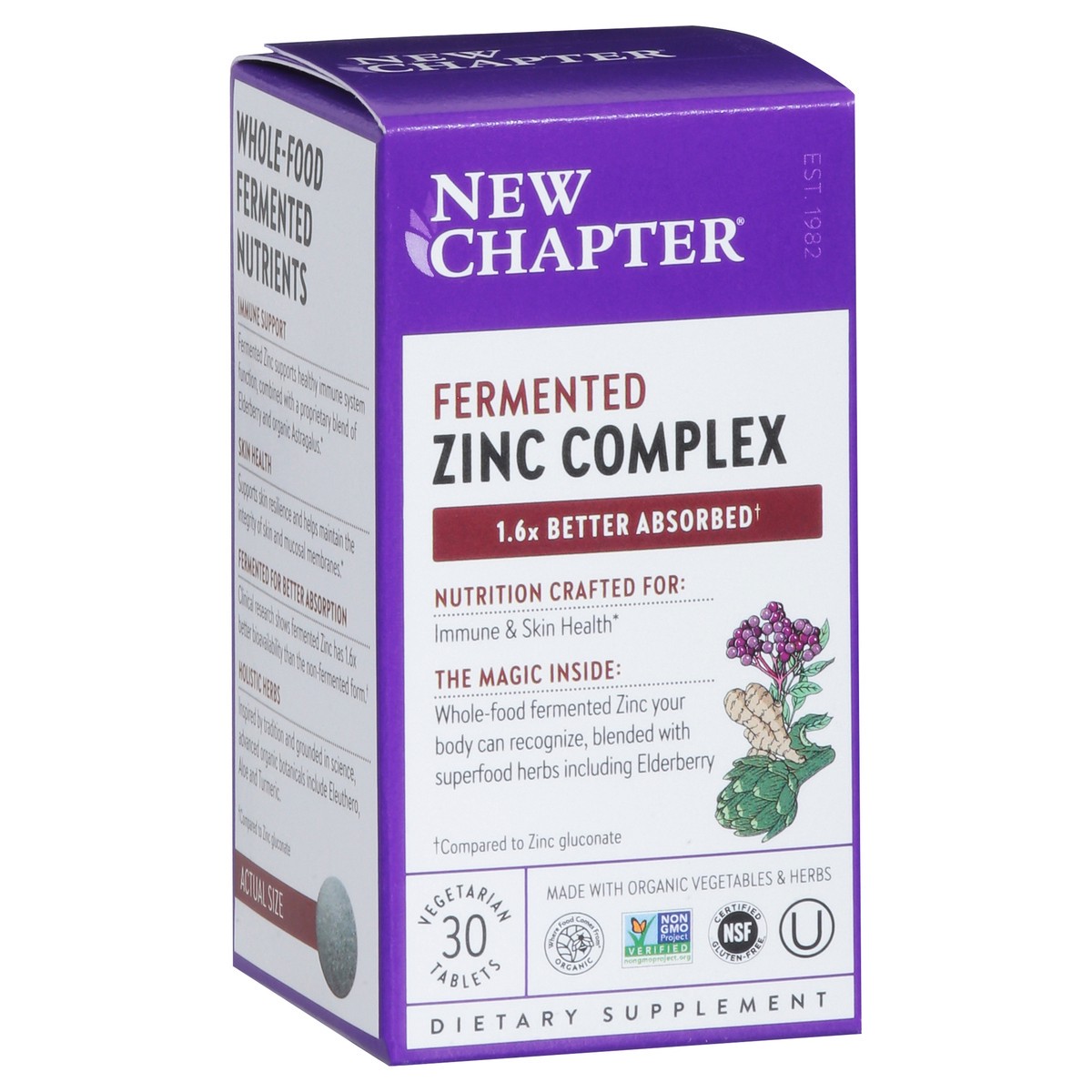 slide 2 of 15, New Chapter Fermented Zinc Complex, 30 ct