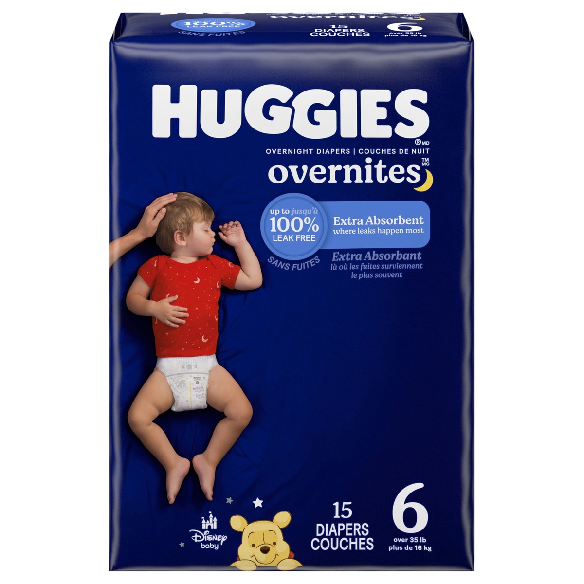 slide 1 of 5, Huggies Overnites Nighttime Baby Diapers, Size 6 (35+ lbs), 15 Ct, 15 ct