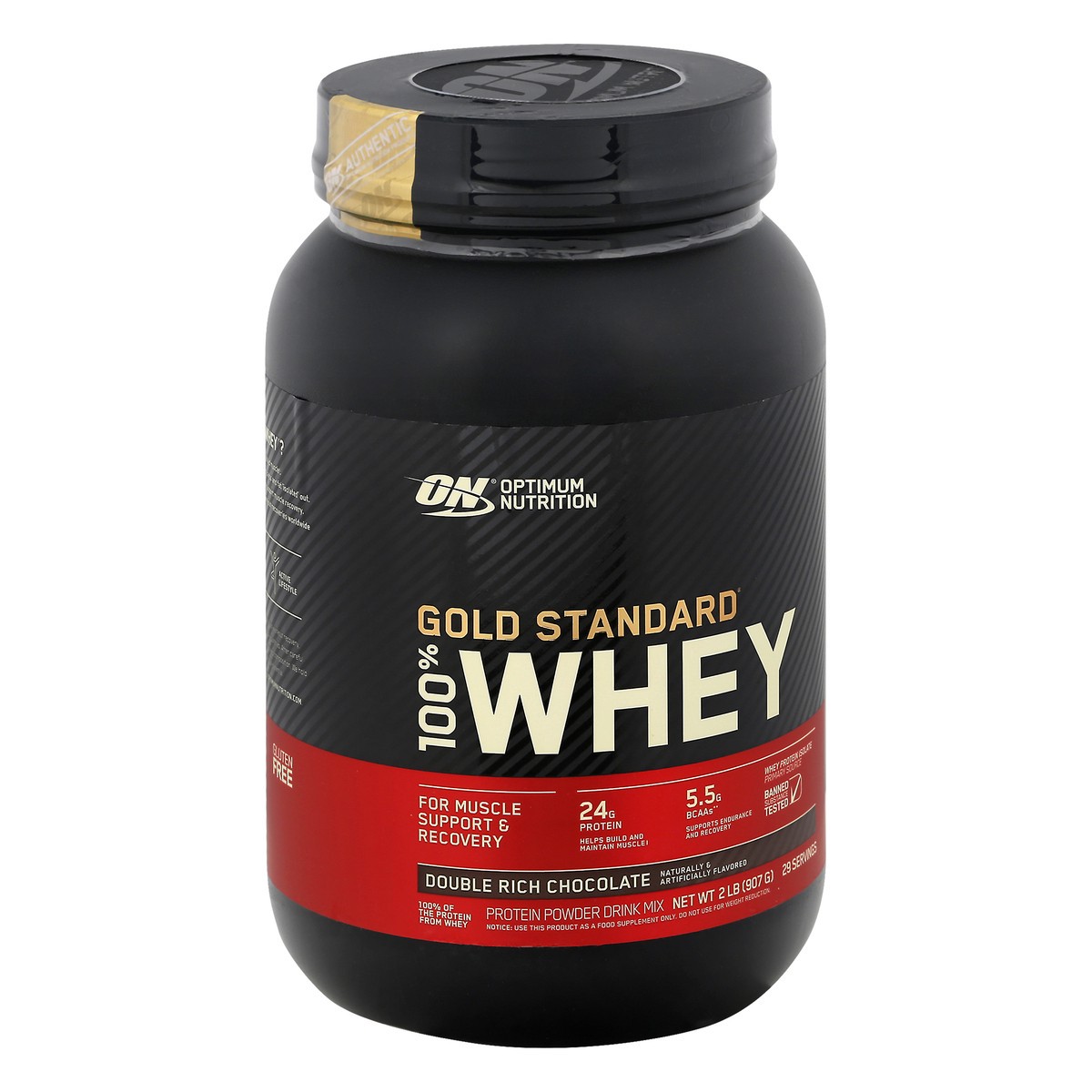 slide 9 of 13, Optimum Nutrition Gold Standard 100% Whey Double Rich Chocolate Protein Powder 2 lb, 2 lb