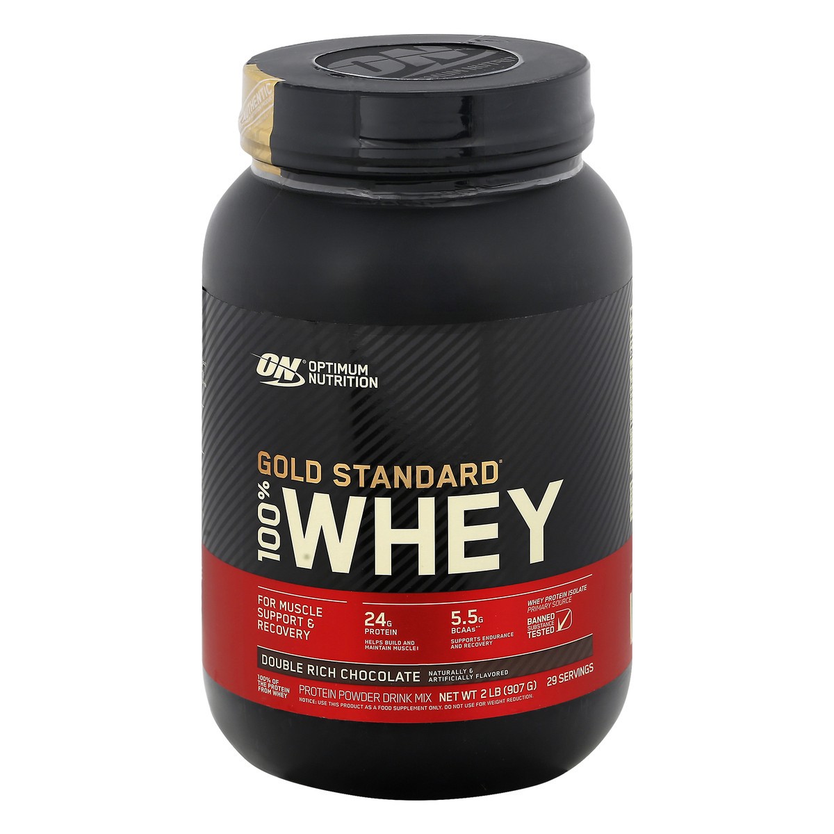 slide 3 of 13, Optimum Nutrition Gold Standard 100% Whey Double Rich Chocolate Protein Powder 2 lb, 2 lb