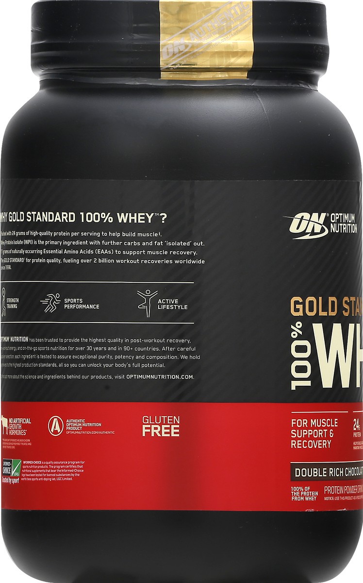 slide 13 of 13, Optimum Nutrition Gold Standard 100% Whey Double Rich Chocolate Protein Powder 2 lb, 2 lb