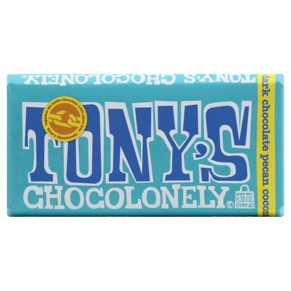 slide 1 of 1, Tony's Chocolonely Dark Chocolate, Pecan Coconut, 51% Cocoa, 6.35 oz