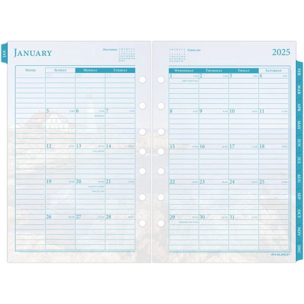 slide 3 of 4, 2025 At-A-Glance Seascapes Weekly/Monthly Planner Refill, Desk Size, January To December, 1 ct