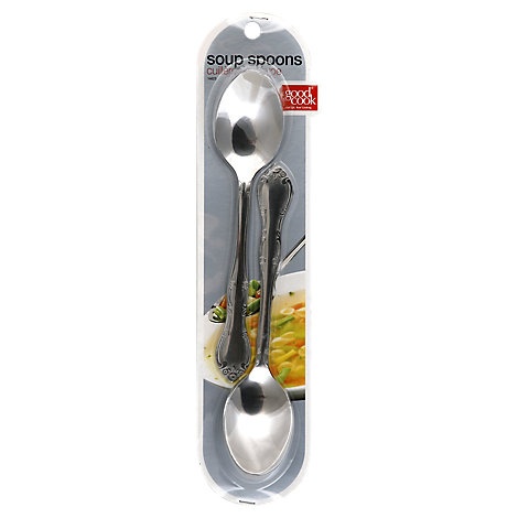 slide 1 of 1, Good Cook Soup Spoon Stainless Steel, 2 ct