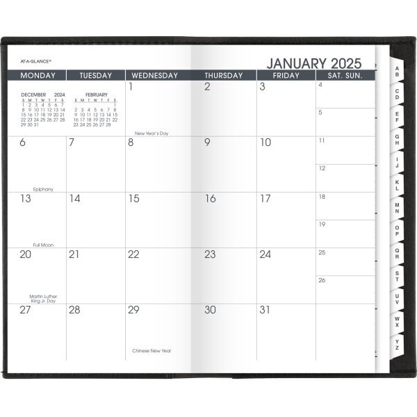 slide 3 of 3, 2025 At-A-Glance Monthly Planner, 3-1/2"" X 6"", Black, January To December, 7006405, 1 ct