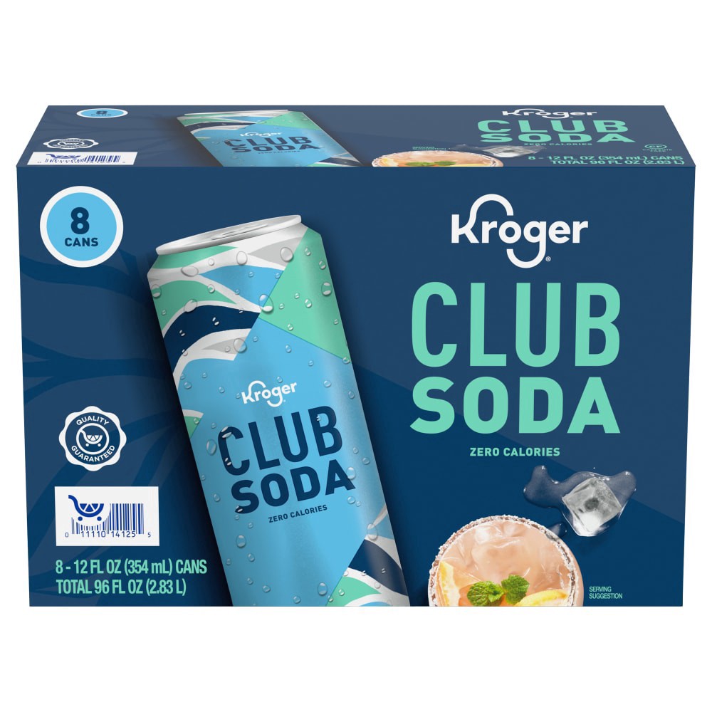 slide 1 of 1, Kroger® Club Soda Cans, 8 ct; 12 fl oz