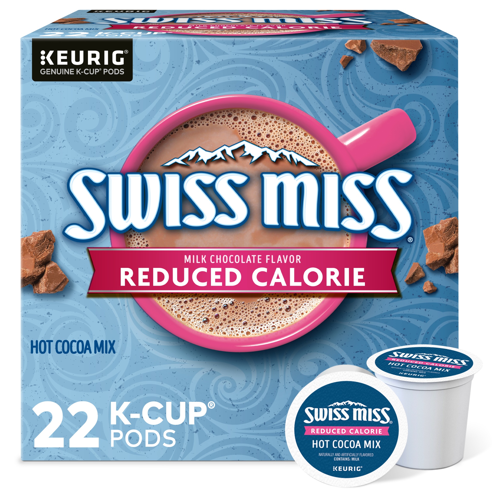 slide 1 of 6, Swiss Miss Reduced Calorie Hot Cocoa, Keurig Single Serve K-Cup Pods, 22 ct