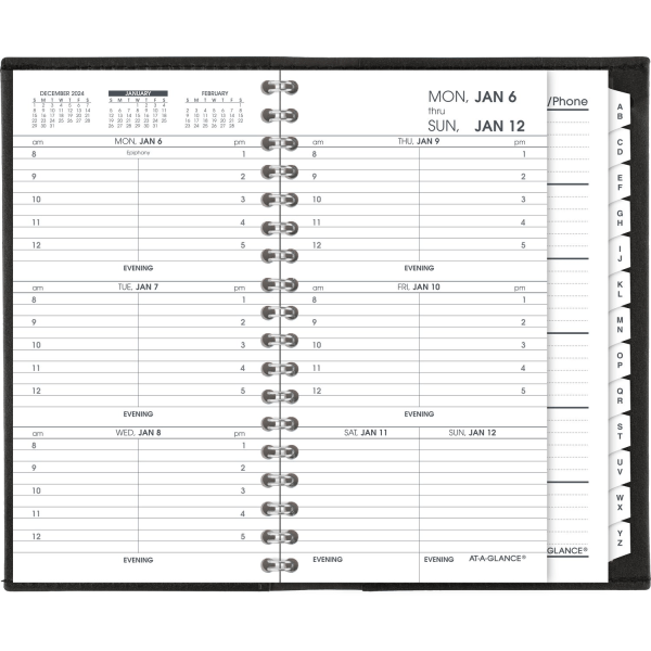 slide 3 of 3, 2025 At-A-Glance Refillable Weekly Appointment Book Planner, 3-1/4"" X 6-1/4"", Black, January To December, 7000805, 1 ct