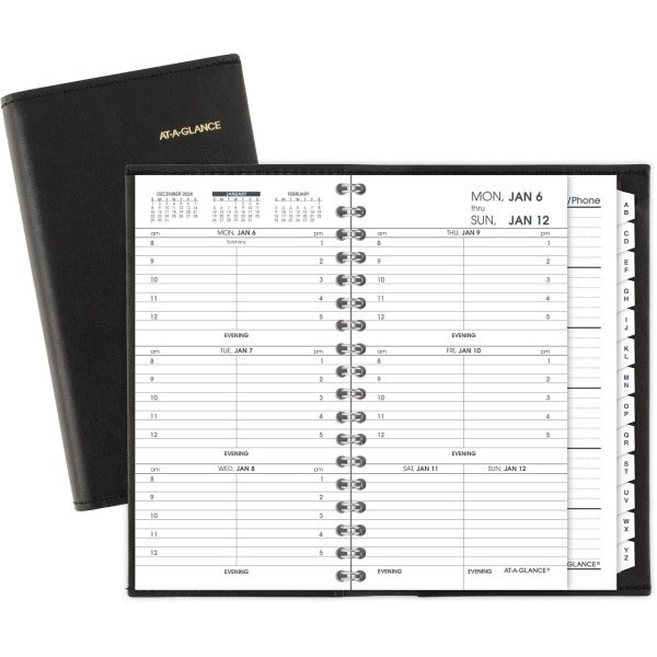 slide 2 of 3, 2025 At-A-Glance Refillable Weekly Appointment Book Planner, 3-1/4"" X 6-1/4"", Black, January To December, 7000805, 1 ct