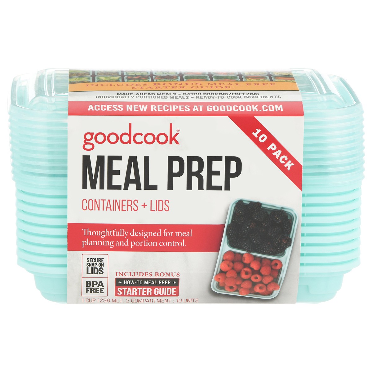 slide 2 of 12, Good Cook 10 Pack Meal Prep Containers + Lids 10 Units 10 ea, 10 ct