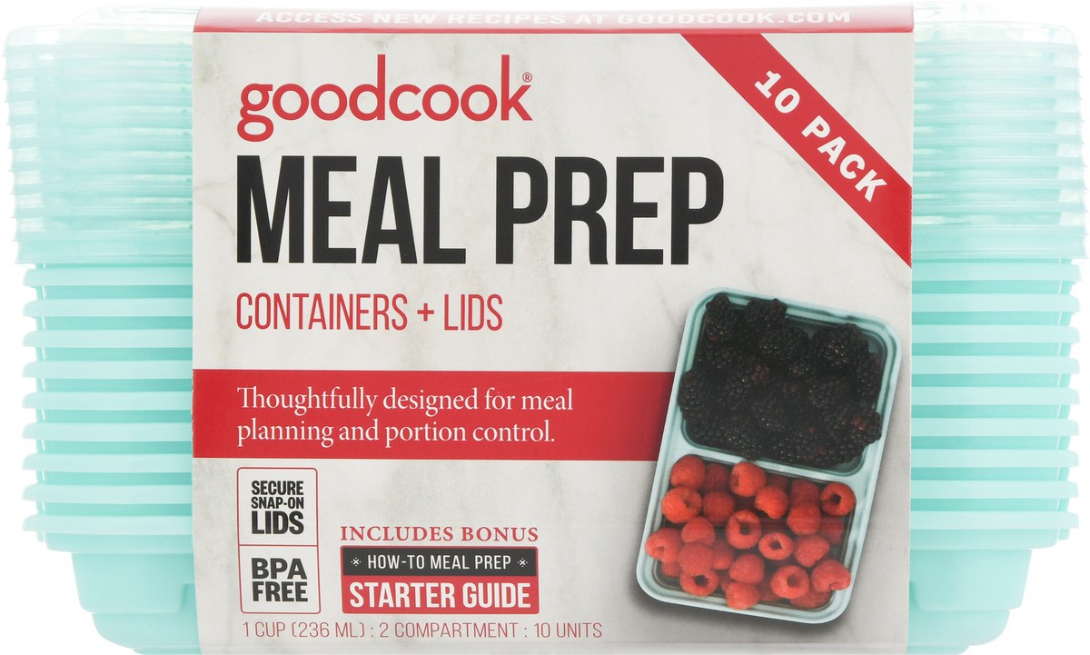 slide 3 of 12, Good Cook 10 Pack Meal Prep Containers + Lids 10 Units 10 ea, 10 ct