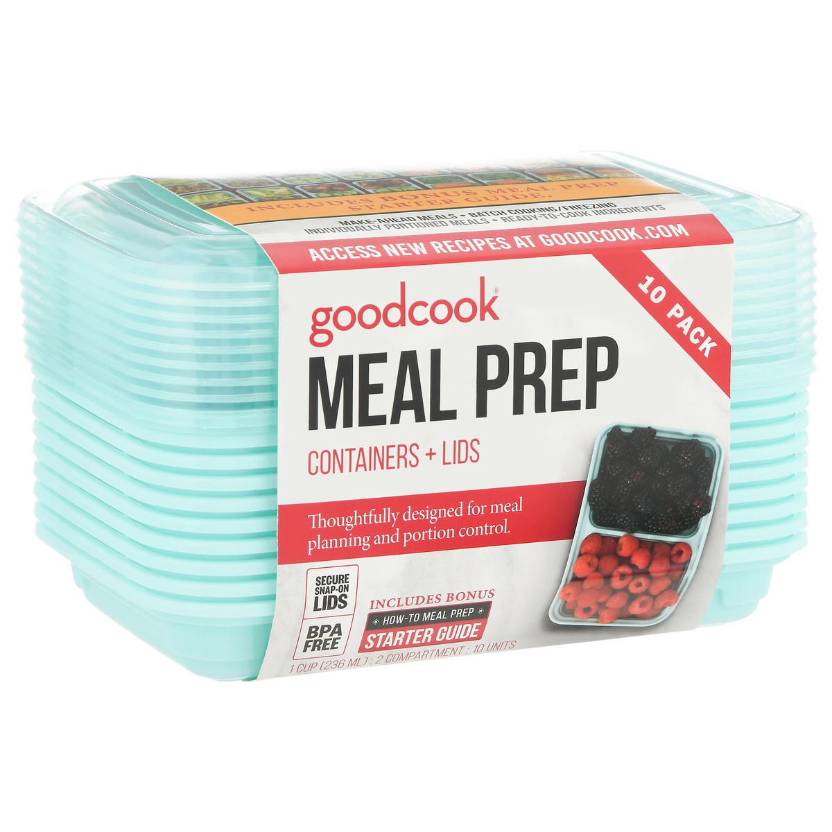 slide 8 of 12, Good Cook 10 Pack Meal Prep Containers + Lids 10 Units 10 ea, 10 ct