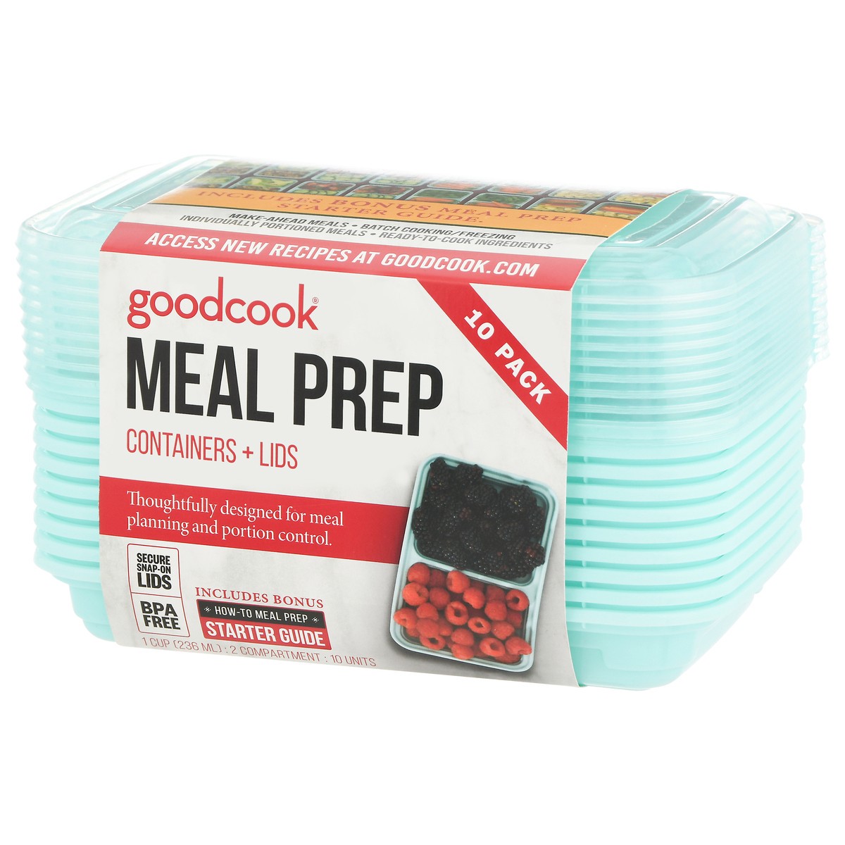 slide 9 of 12, Good Cook 10 Pack Meal Prep Containers + Lids 10 Units 10 ea, 10 ct