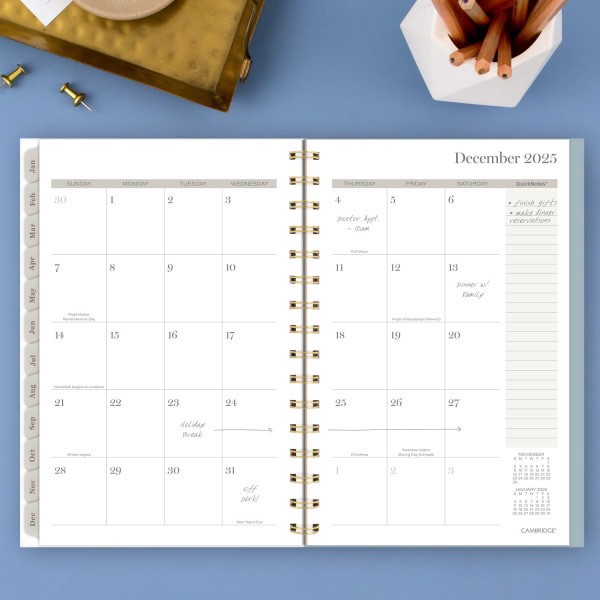 slide 6 of 9, 2025 Cambridge Weekly/Monthly Planner, 5-1/2"" X 8-1/2"", Triad, January To December, 1728-200, 1 ct