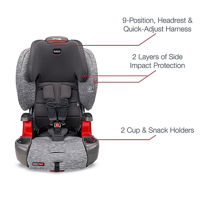 slide 7 of 19, Britax Grow With You ClickTight Cool Flow Harness-2-Booster Car Seat - Grey, 1 ct