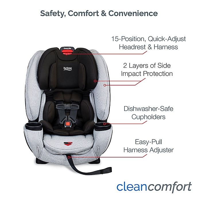 slide 5 of 12, Britax One4Life ClickTight Clean Comfort All-in-One Convertible Car Seat - Light Grey, 1 ct