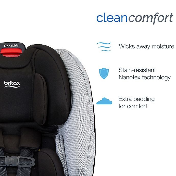 slide 11 of 12, Britax One4Life ClickTight Clean Comfort All-in-One Convertible Car Seat - Light Grey, 1 ct