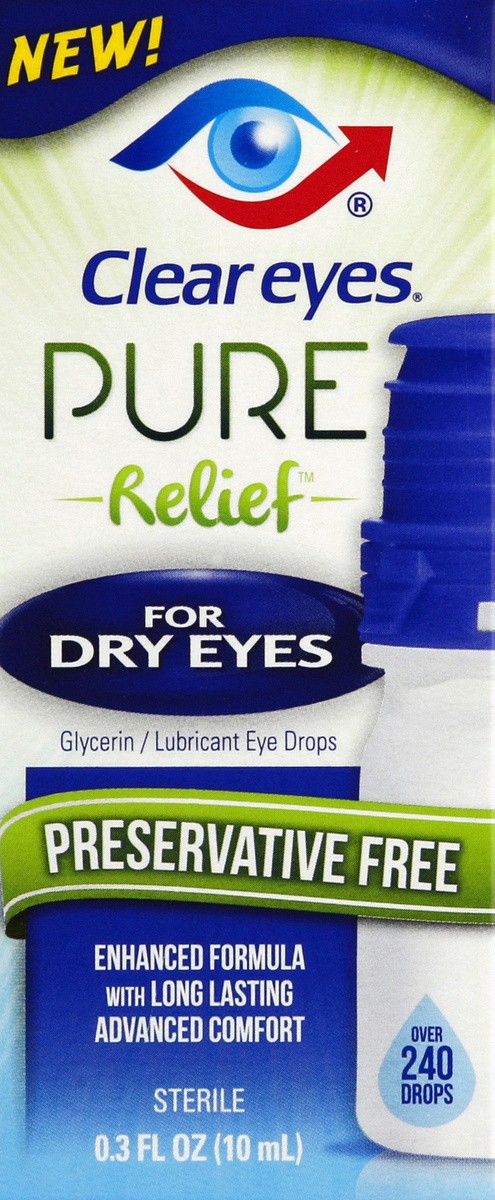 slide 4 of 5, Clear Eyes Eye Drops, Glycerin/Lubricant, for Dry Eyes, 0.34 oz