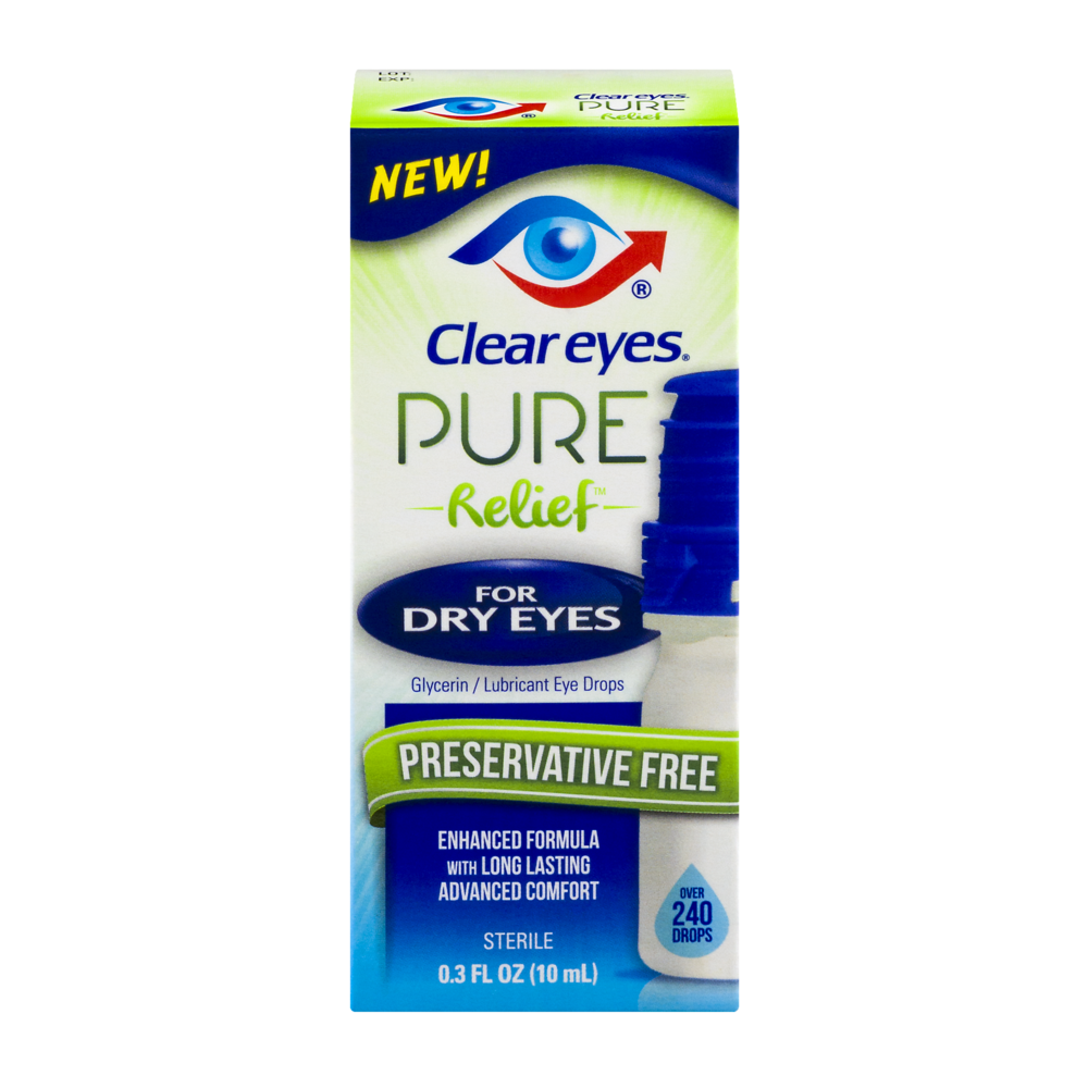 slide 1 of 5, Clear Eyes Eye Drops, Glycerin/Lubricant, for Dry Eyes, 0.34 oz