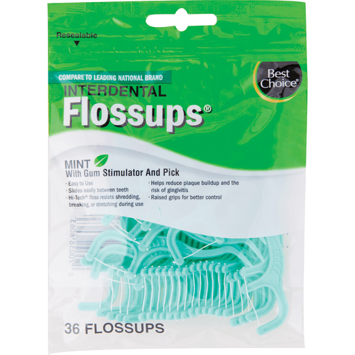 slide 1 of 1, Best Choice Mint Interdental Flossups, 36 ct