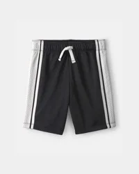 Oshkosh Boys Striped Mesh Active Shorts - Black