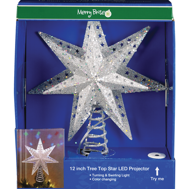 slide 1 of 1, 12" Projection Lamp Tree Top Star, 12 in