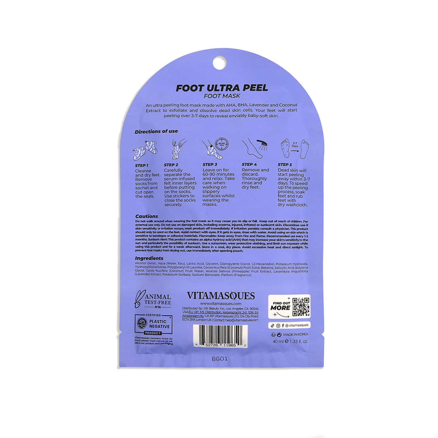 slide 2 of 2, Vitamasques Ultra Peeling Lavender Foot Mask, 1 ct