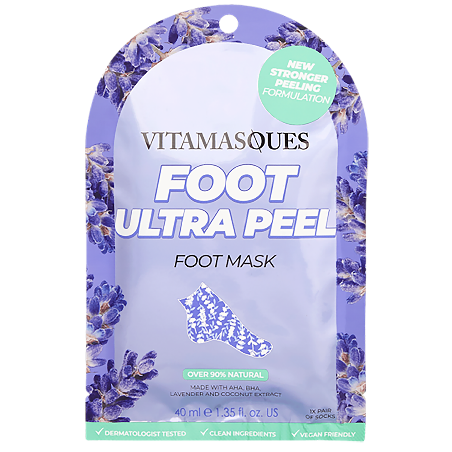 slide 1 of 2, Vitamasques Ultra Peeling Lavender Foot Mask, 1 ct