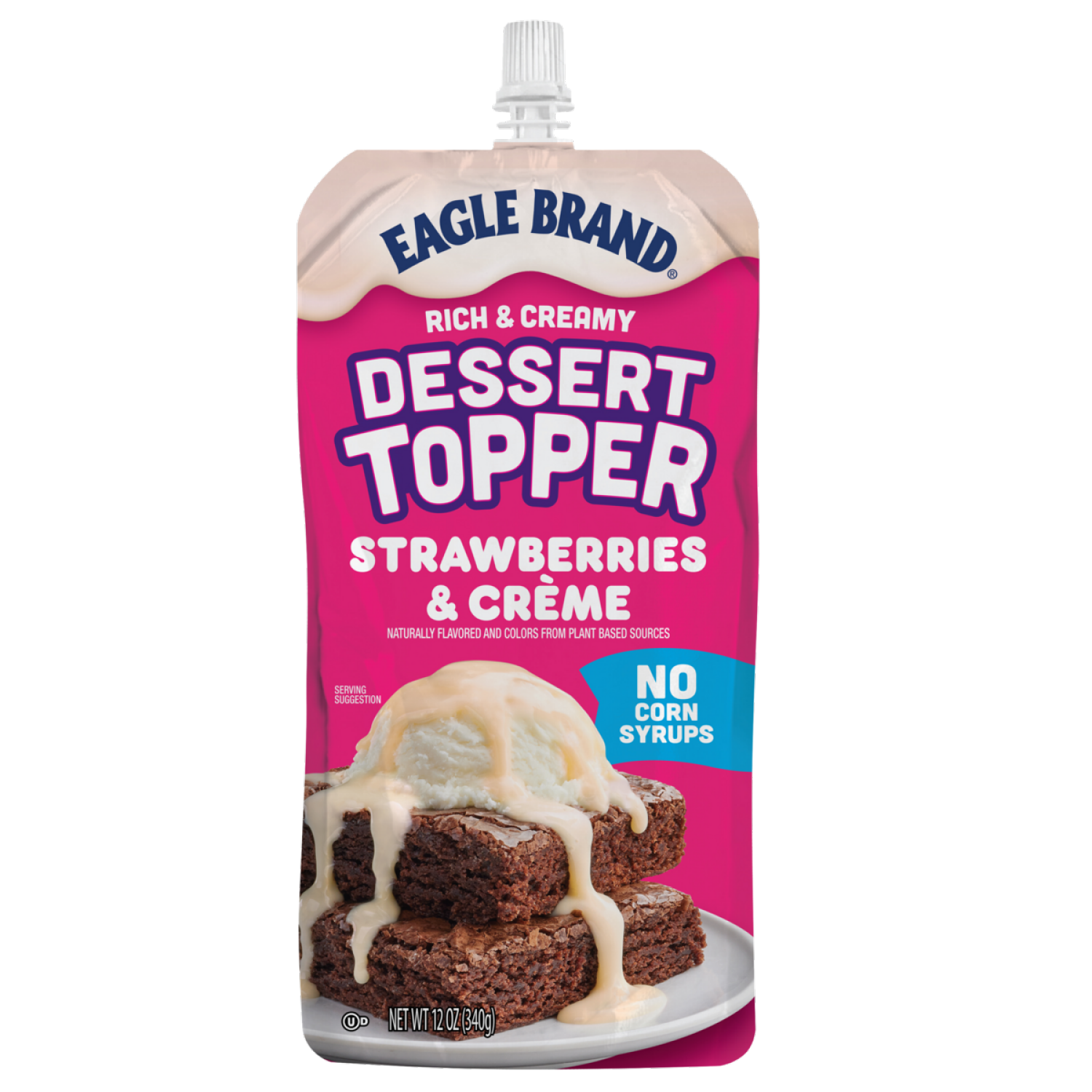 slide 1 of 3, Eagle Brand Dessert Topper Strawberries & Crème 12oz Pouch, 12 oz
