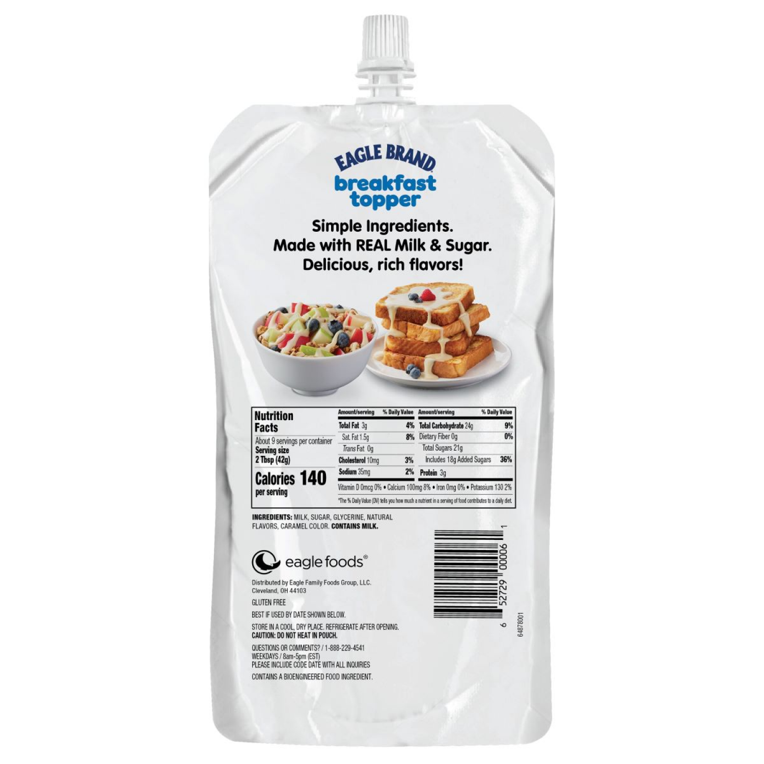 slide 2 of 7, Eagle Brand Breakfast Topper Frosted Cinnamon Roll 13.75oz Pouch, 13.75 oz