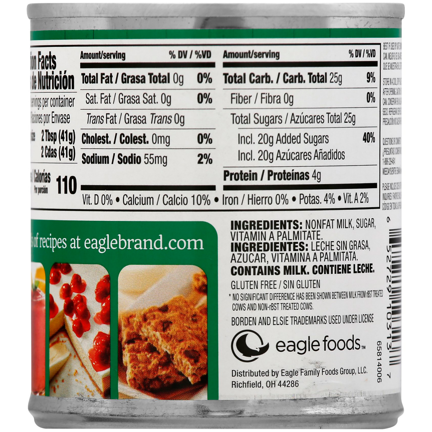 slide 2 of 8, Eagle Brand Borden Fat Free Condensed Milk 14 oz, 14 oz