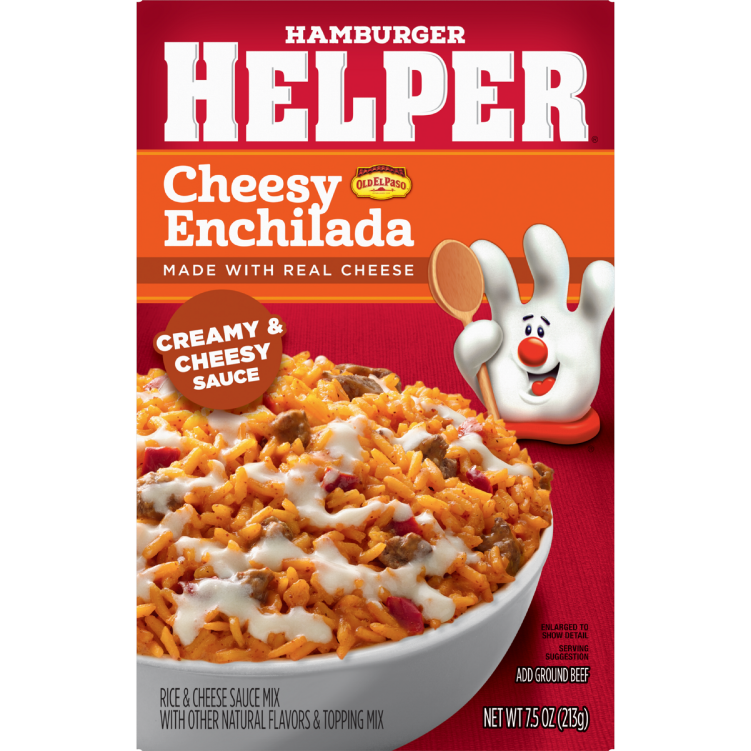 slide 1 of 4, Hamburger Helper Cheesy Enchilada Rice & Cheese Sauce Mix 7.5 oz, 7.5 oz