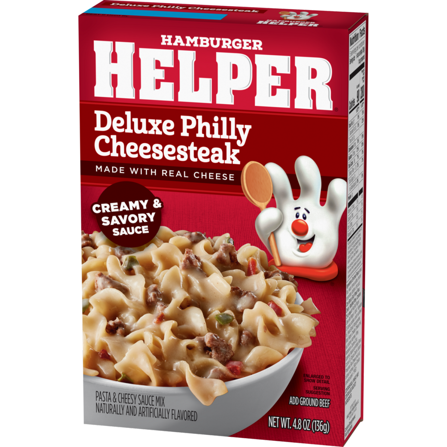 slide 2 of 4, Hamburger Helper Deluxe Philly Cheesesteak Pasta & Cheesy Sauce Mix 4.8 oz, 4.8 oz