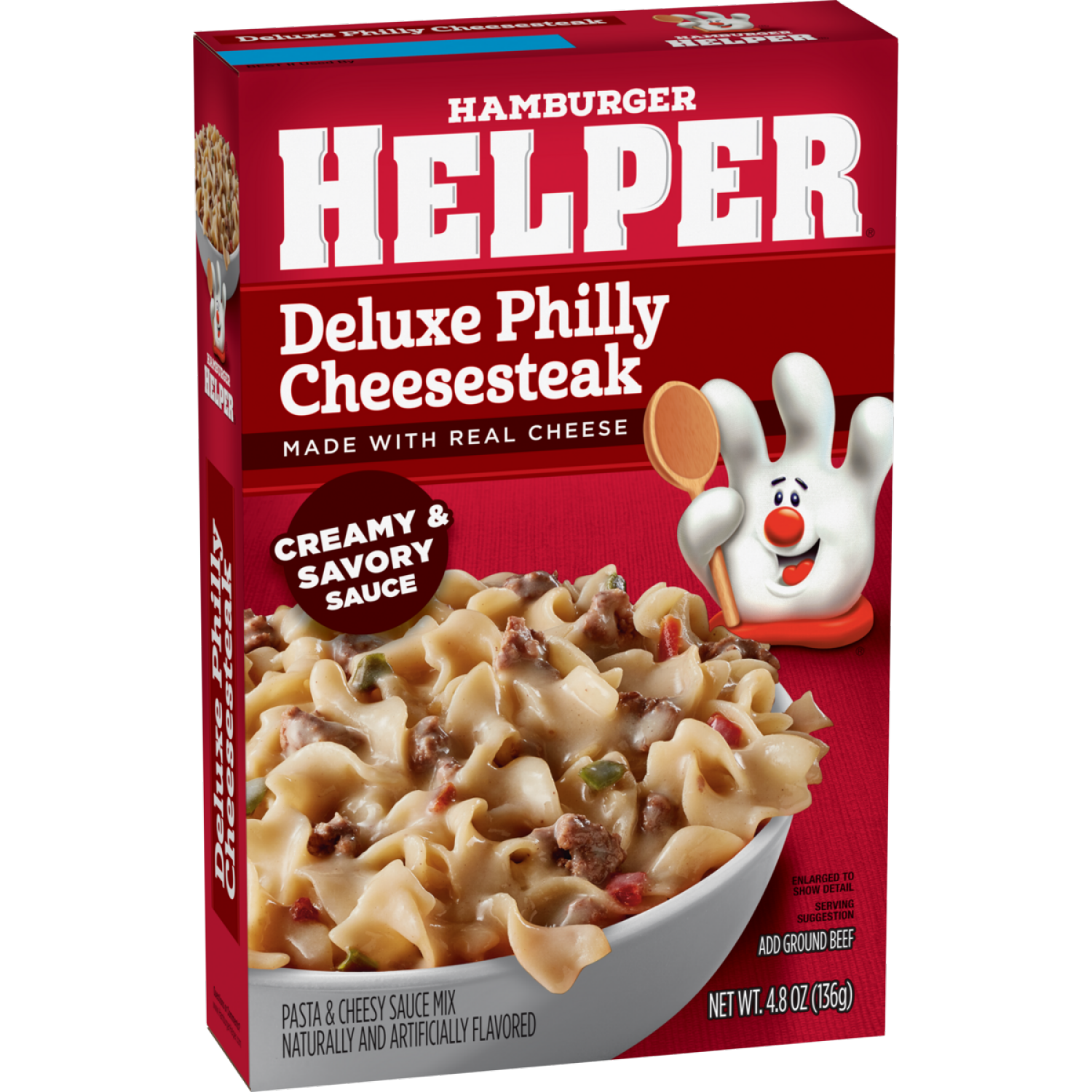 slide 3 of 4, Hamburger Helper Deluxe Philly Cheesesteak Pasta & Cheesy Sauce Mix 4.8 oz, 4.8 oz