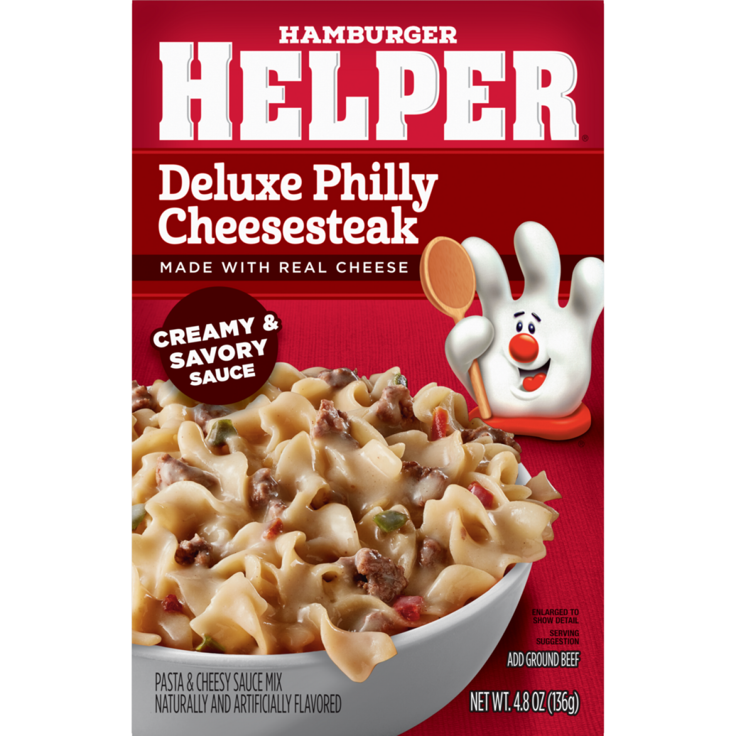 slide 1 of 4, Hamburger Helper Deluxe Philly Cheesesteak Pasta & Cheesy Sauce Mix 4.8 oz, 4.8 oz