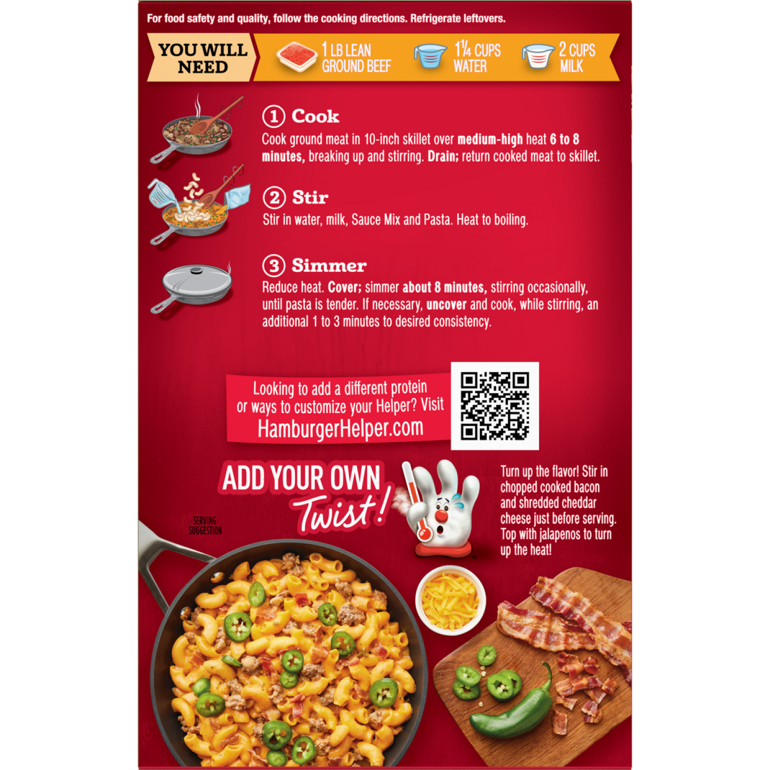 slide 2 of 4, Hamburger Helper Medium Spicy Jalapeno Cheeseburger Pasta & Cheese Sauce Mix 6 oz, 6 oz