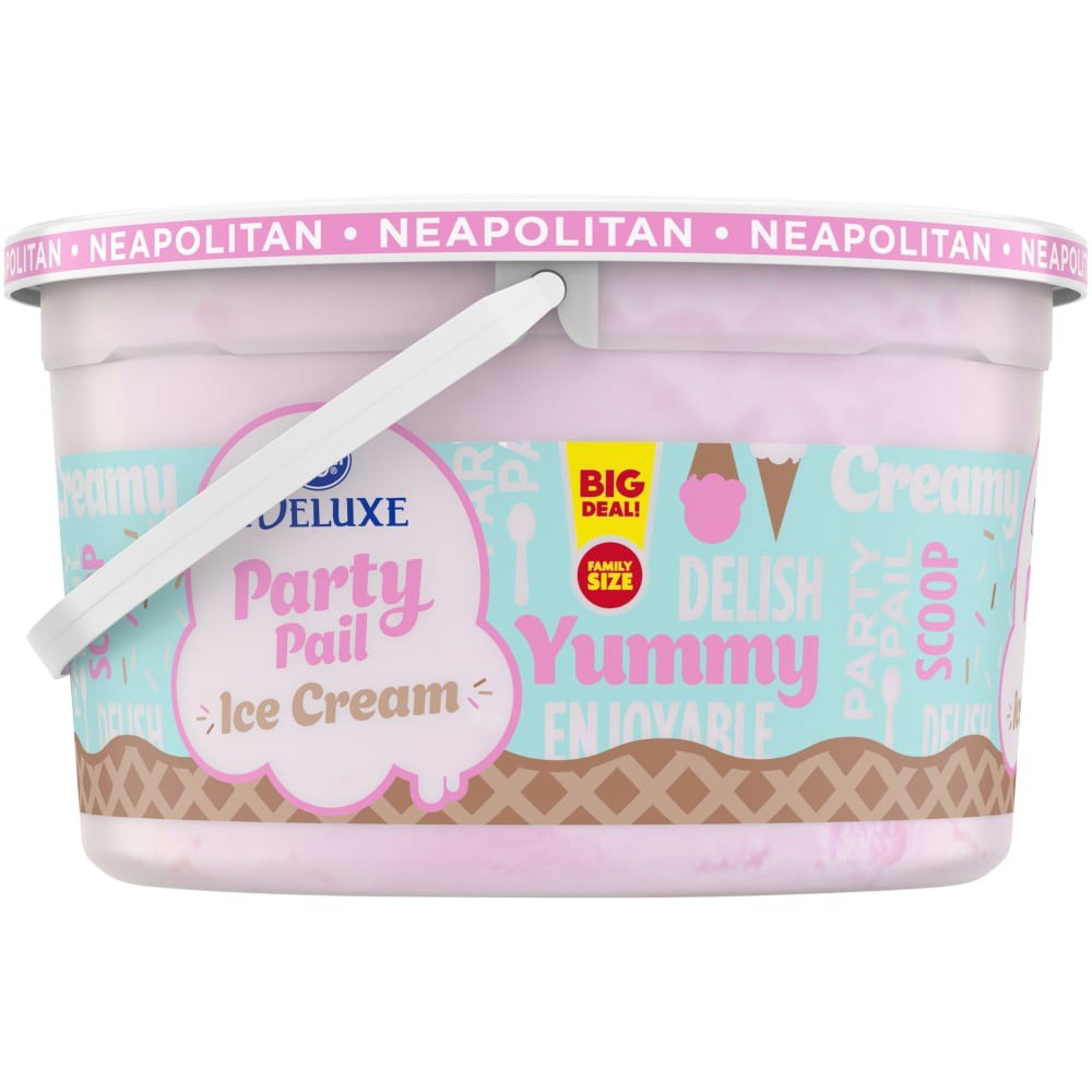slide 3 of 4, Kroger Deluxe Party Pail Neapolitan Flavored Ice Cream Family Size, 1 gal